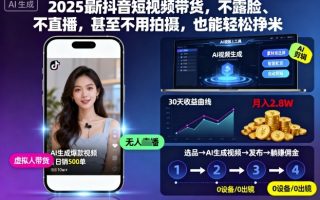 2025最新抖音短视频带货，不露脸、不直播，甚至不用拍摄，也能轻松挣米