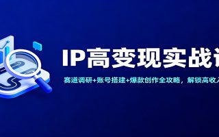 IP高变现实战课：赛道调研+账号搭建+爆款创作全攻略，解锁高收入布局