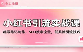小红书引流实战课：起号笔记制作，SEO搜索流量，低风险引流技巧
