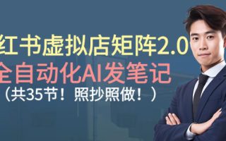小红书虚拟店矩阵2.0，全自动化AI发笔记，照抄照做(共35节)