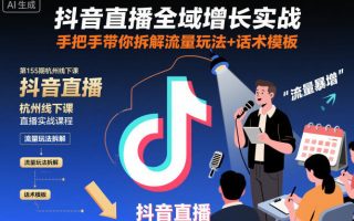 抖音直播全域增长实战第155期杭州线下课，手把手带你拆解流量玩法+话术模板