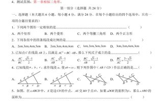 新九年级上数学第1次月考（沪教版）