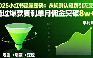 2025小红书流量密码：从规则认知到引流变现，通过爆款复制单月佣金突破8w+