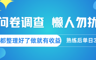 问卷调查 懒人勿扰 问卷都整理好了，做就有收益，熟练后日入300+