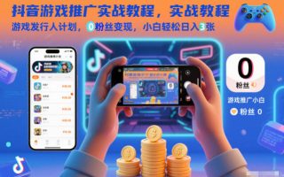 抖音游戏推广实战教程，游戏发行人计划，0粉丝变现，小白轻松日入3张