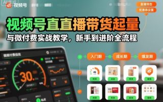 视频号直播带货起量与微付费实战教学，新手到进阶全流程