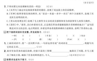 2024-2025学年五年级下语文第四单元综合素养评估卷