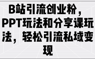 B站引流创业粉，PPT玩法和分享课玩法，轻松引流私域变现