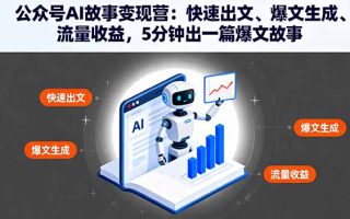 公众号AI故事变现营：快速出文、爆文生成、流量收益，5分钟出一篇爆文故事