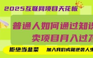 2025互联网项目天花板，普通人如何通过知识付费卖项目月入过W，拒绝当韭菜【揭秘】