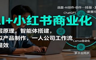 AI+小红书商业化，底层原理，智能体搭建，虚拟产品制作，一人公司工作流与提效
