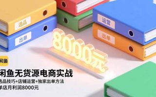 闲鱼无货源电商实战，选品技巧+店铺运营+独家出单方法，单店月利润8000元