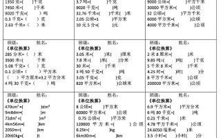 四下数学《单位换算》每日计算小纸条