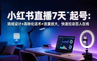 小红书直播7天起号：场域设计+高转化话术+流量放大，快速拉动百人在线