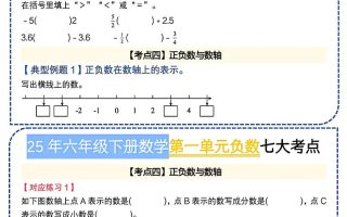 六下数学人教负数七大考点小纸条