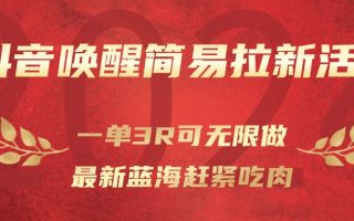 抖音唤醒简易拉新活动，一单3R可无限做、最新蓝海赶紧吃肉