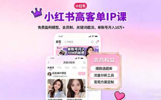 小红书高客单IP课，免费盈利模型、会员制、关键词截流，单账号月入10万+