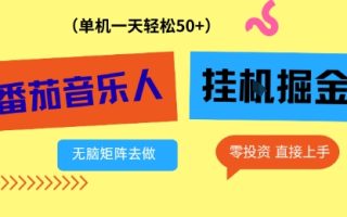 番茄音乐人挂G项目，多窗口去跑一天完稳定50+，零投资，简单无脑【揭秘】