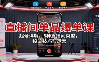 直播间单品爆单课：起号详解，5种直播间类型，投流技巧与运营