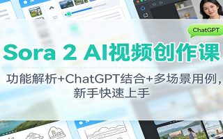 Sora 2 AI视频创作课：功能解析+ChatGPT结合+多场景用例，新手快速上手