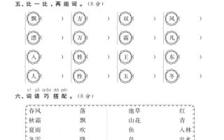 【试卷】一年级语文下册第一周达标测试卷