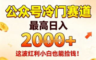 公众号冷门赛道，最高日入1k+，这波红利小白也能捡钱！