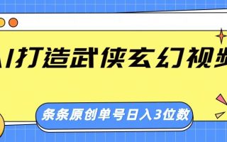 AI打造武侠玄幻视频，条条原创、画风惊艳，单号轻松日入三位数