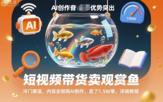 短视频带货卖观赏鱼，冷门赛道，内容全部用AI制作，卖了1.5W单，详细教程