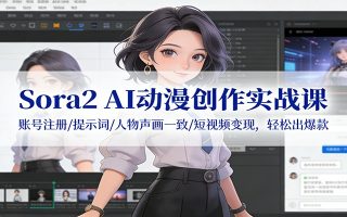 Sora2 AI动漫创作实战课:账号注册/提示词/人物声画一致/短视频变现,轻松出爆款