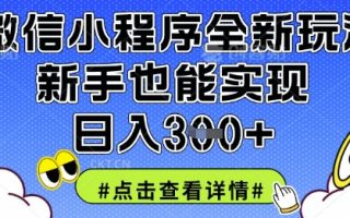 微信小程序全新玩法，新手也能实现日入3张【揭秘】