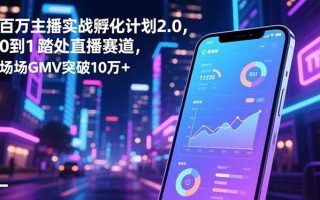 百万主播实战孵化计划2.0，0到1踏入直播赛道，场均GMV突破10万+