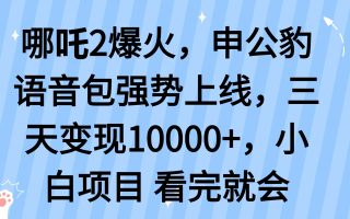 哪吒2爆火，利用这波热度，申公豹语音包强势上线，三天变现10…