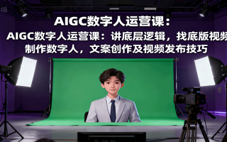 AIGC数字人运营课：讲底层逻辑，找底版视频、制作数字人，文案创作及视频发布技巧