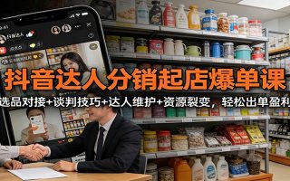 抖音达人分销起店爆单课：选品对接+谈判技巧+达人维护+资源裂变，轻松出单盈利