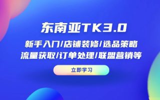 东南亚TK3.0：新手入门/店铺装修/选品策略/流量获取/订单处理/联盟营销等