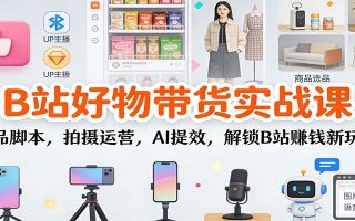B站好物带货实战课：选品脚本，拍摄运营，AI提效，解锁B站赚钱新玩法