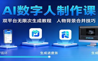 AI数字人制作课：双平台无限次生成教程，人物背景合并技巧