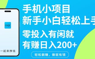 手机小项目新手小白轻松上手零投入有闲就有赚日入200+