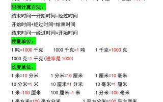 三年级上册数学必背公式大全