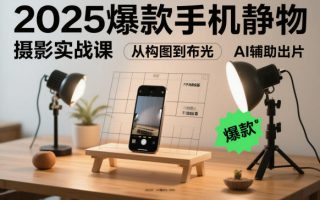 2025爆款手机静物摄影实战课，从构图到布光，不用贵设备，AI辅助出片