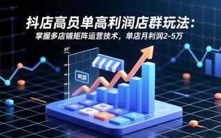 抖店高客单高利润店群玩法：掌握多店铺矩阵运营技术，单店月利润2-5万