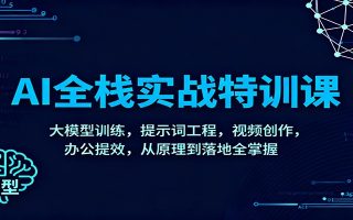 AI全栈实战特训课：大模型训练，提示词工程，视频创作，办公提效，从原理到落地全掌握