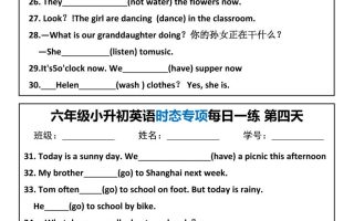 六年级小升初英语时态专项每日一练