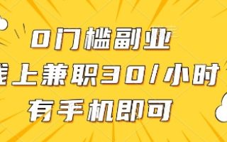 0门槛副业，线上兼职30一小时，有手机即可【揭秘】