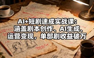AI+短剧速成实战课：涵盖剧本创作、AI生成、运营变现，单部剧收益破万