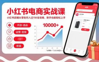 小红书电商实战课，小红书店铺从零到月入过1W全攻略，新手也能轻松上手