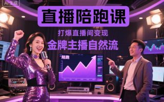 直播陪跑课，金牌主播自然流打爆直播间，复制高变现玩法