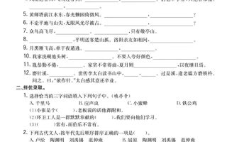 四下语文期末课文积累运用与阅读专项复习