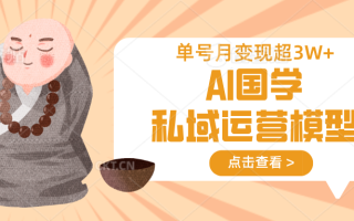 AI国学私域运营模型，无成本、变现快、周期短、持续性强，单号月变现3w+