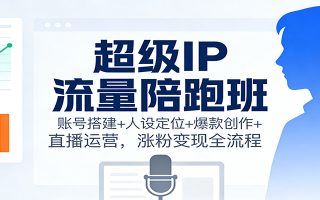 超级IP流量陪跑班：账号搭建+人设定位+爆款创作+直播运营，涨粉变现全流程